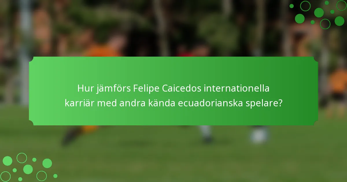 Hur jämförs Felipe Caicedos internationella karriär med andra kända ecuadorianska spelare?