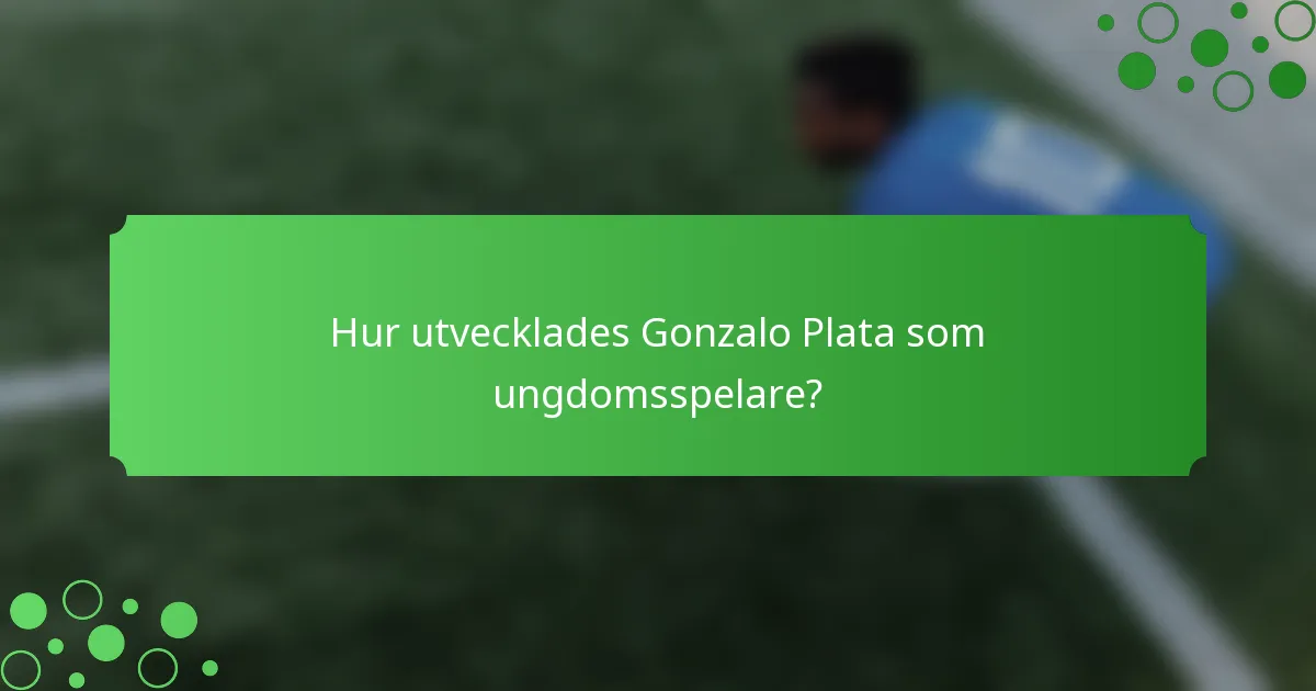 Hur utvecklades Gonzalo Plata som ungdomsspelare?