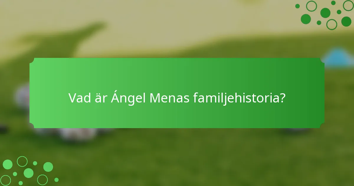 Vad är Ángel Menas familjehistoria?