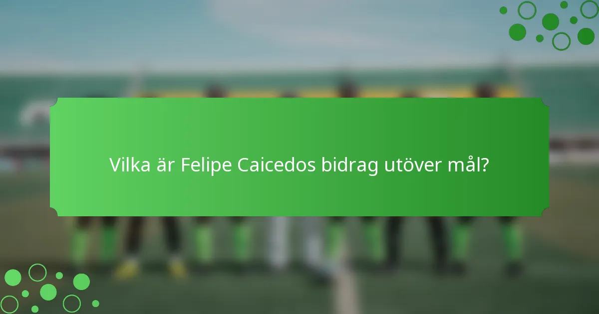 Vilka är Felipe Caicedos bidrag utöver mål?