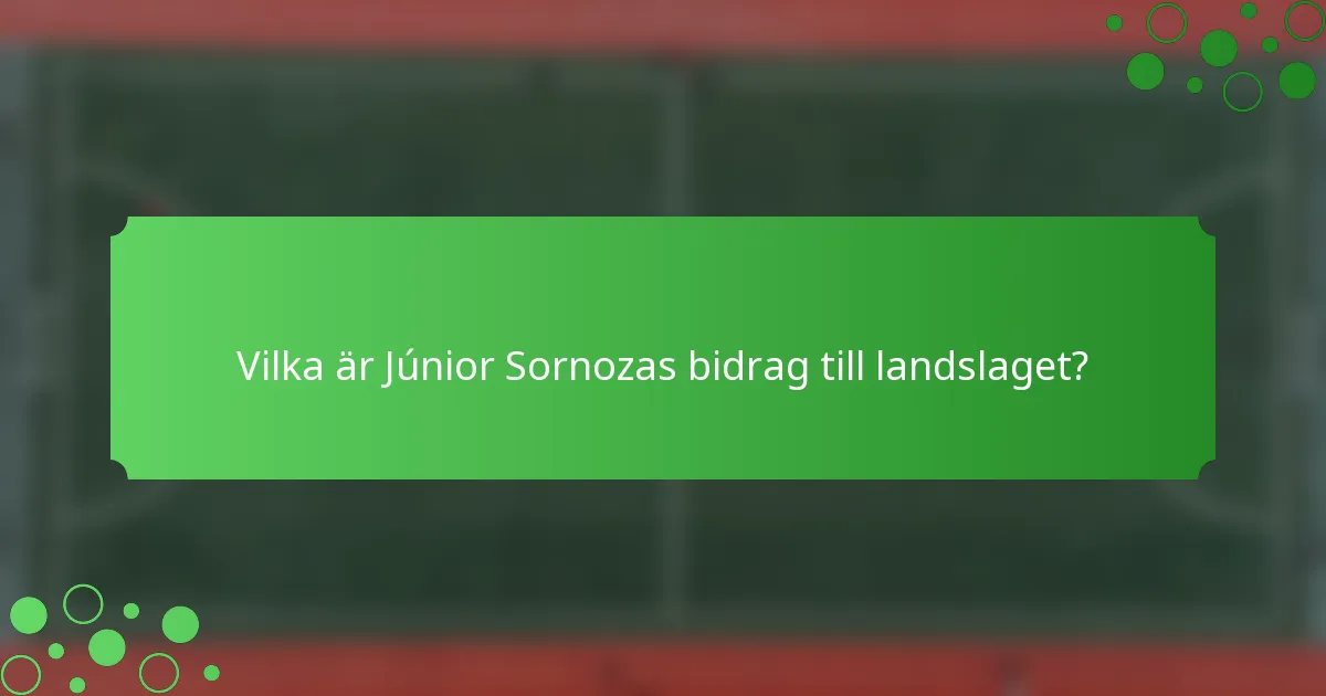 Vilka är Júnior Sornozas bidrag till landslaget?