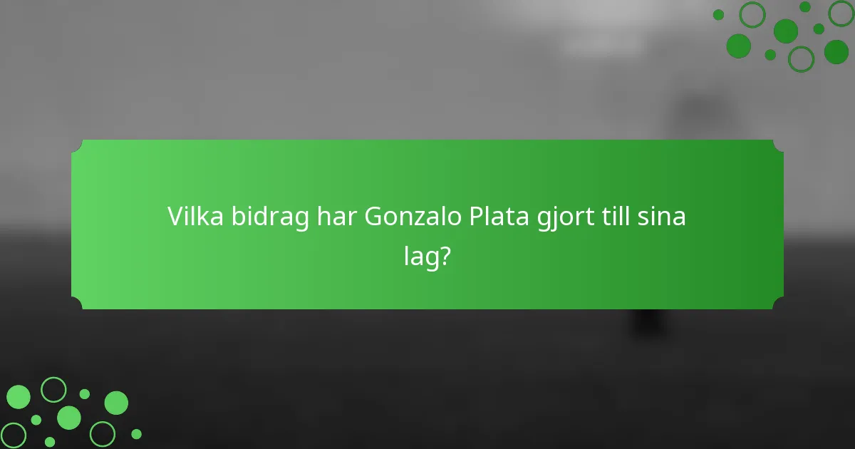 Vilka bidrag har Gonzalo Plata gjort till sina lag?