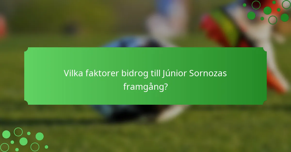 Vilka faktorer bidrog till Júnior Sornozas framgång?