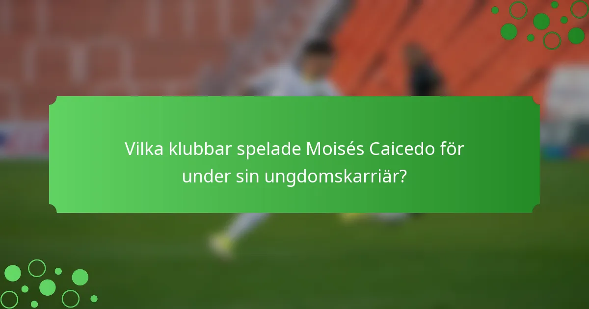 Vilka klubbar spelade Moisés Caicedo för under sin ungdomskarriär?