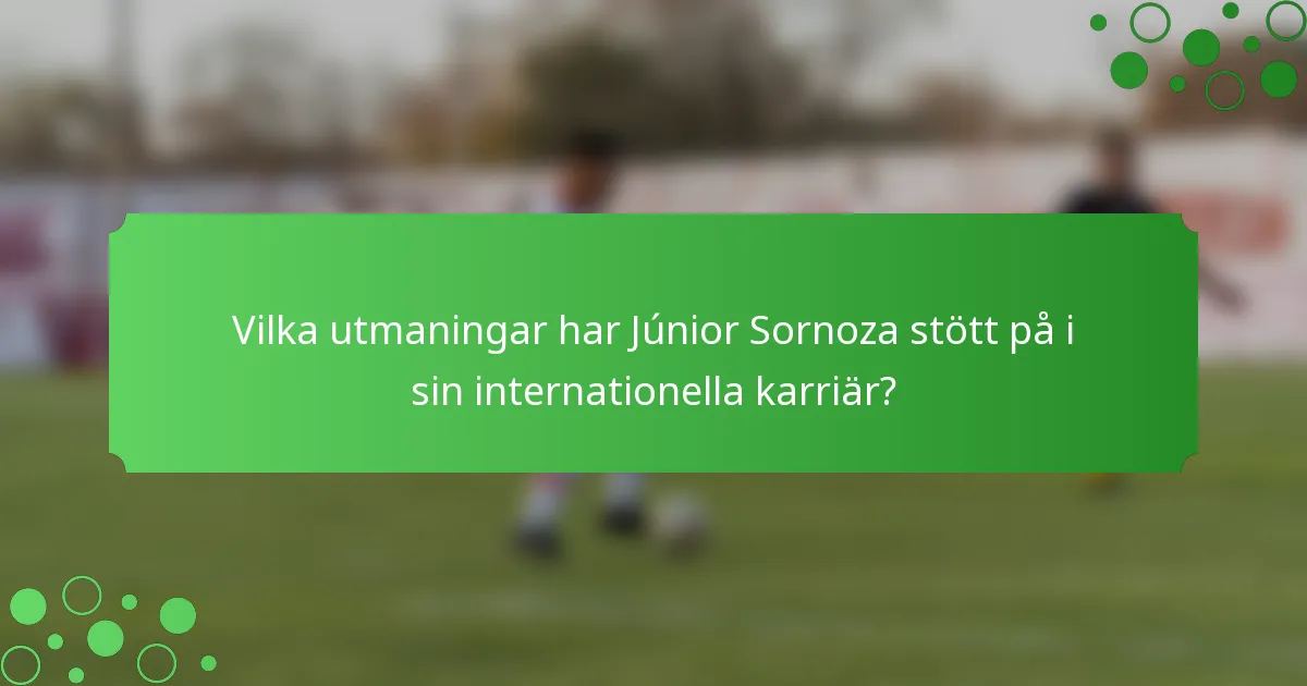 Vilka utmaningar har Júnior Sornoza stött på i sin internationella karriär?