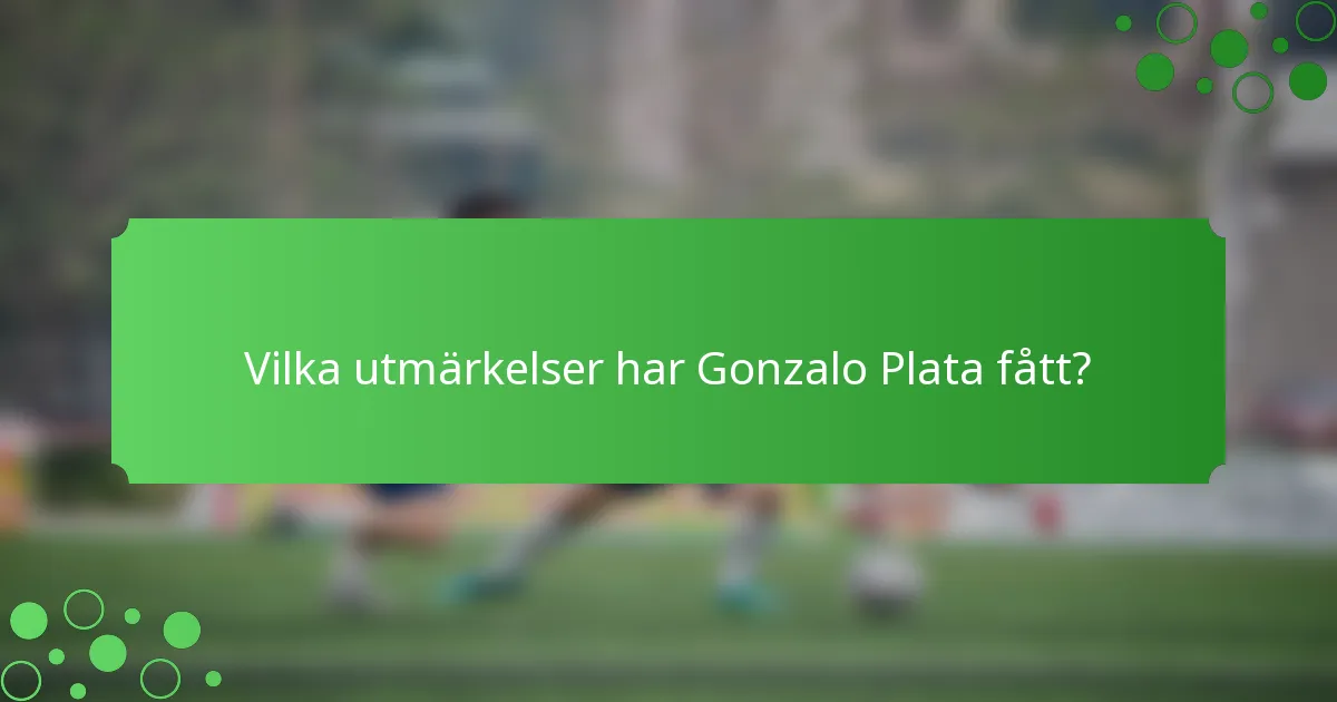 Vilka utmärkelser har Gonzalo Plata fått?