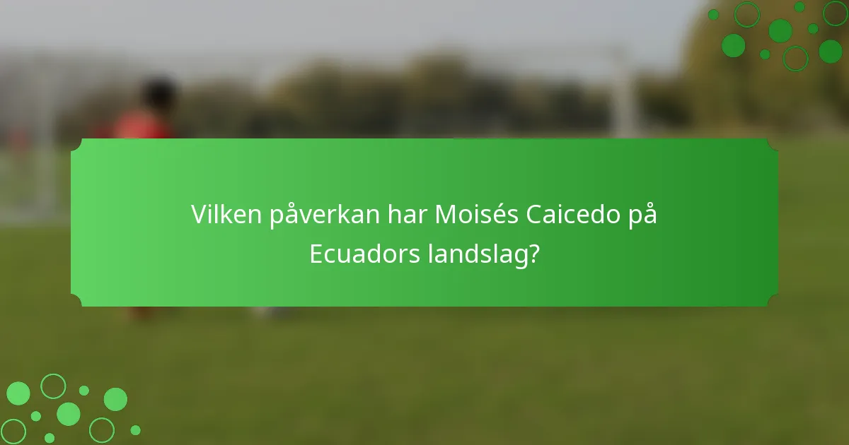 Vilken påverkan har Moisés Caicedo på Ecuadors landslag?